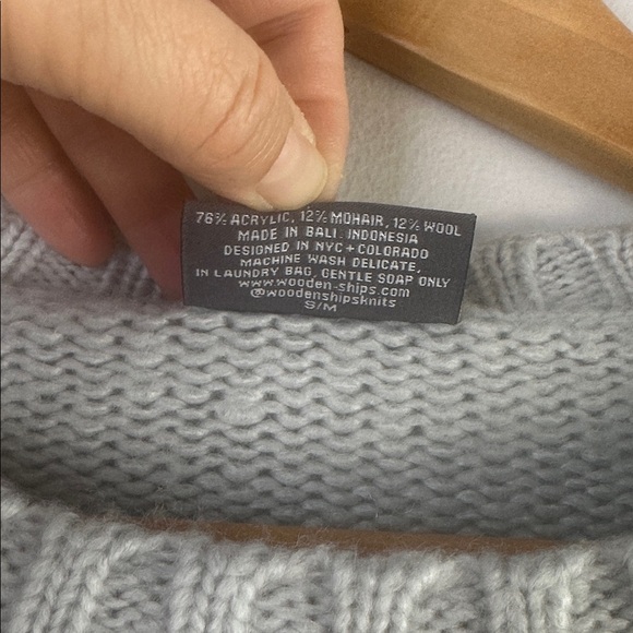 Wooden Ships Leopard Star Crewneck Sweater Mohair Wool Blend S/M Oversized Gray - Picture 16 of 16